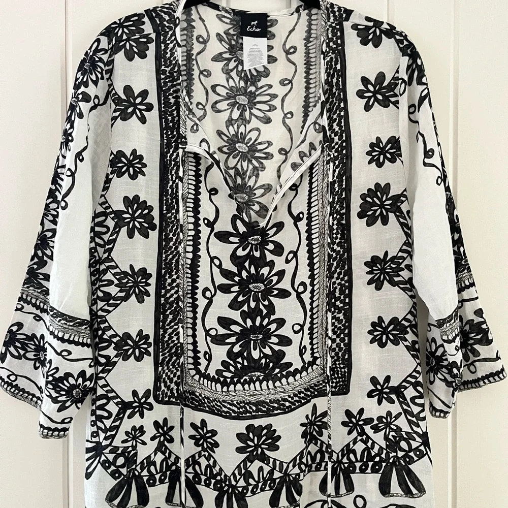 Echo Floral Pattern Swim Cover/Dress, Sz L (P2P 21.5”) - Picture 2 of 6
